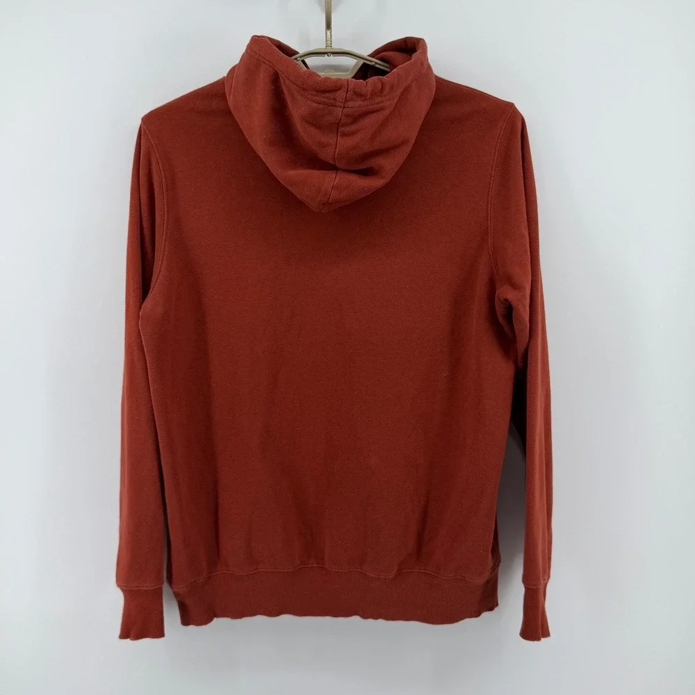 The North Face Mens Large Rust Orange Logo Pullover Fleece Hoodie Sweatshirt